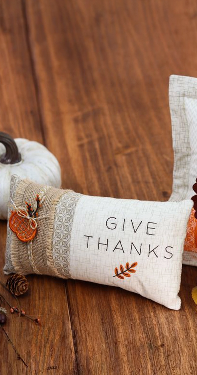 Embroidered Thanksgiving Cushion Cover