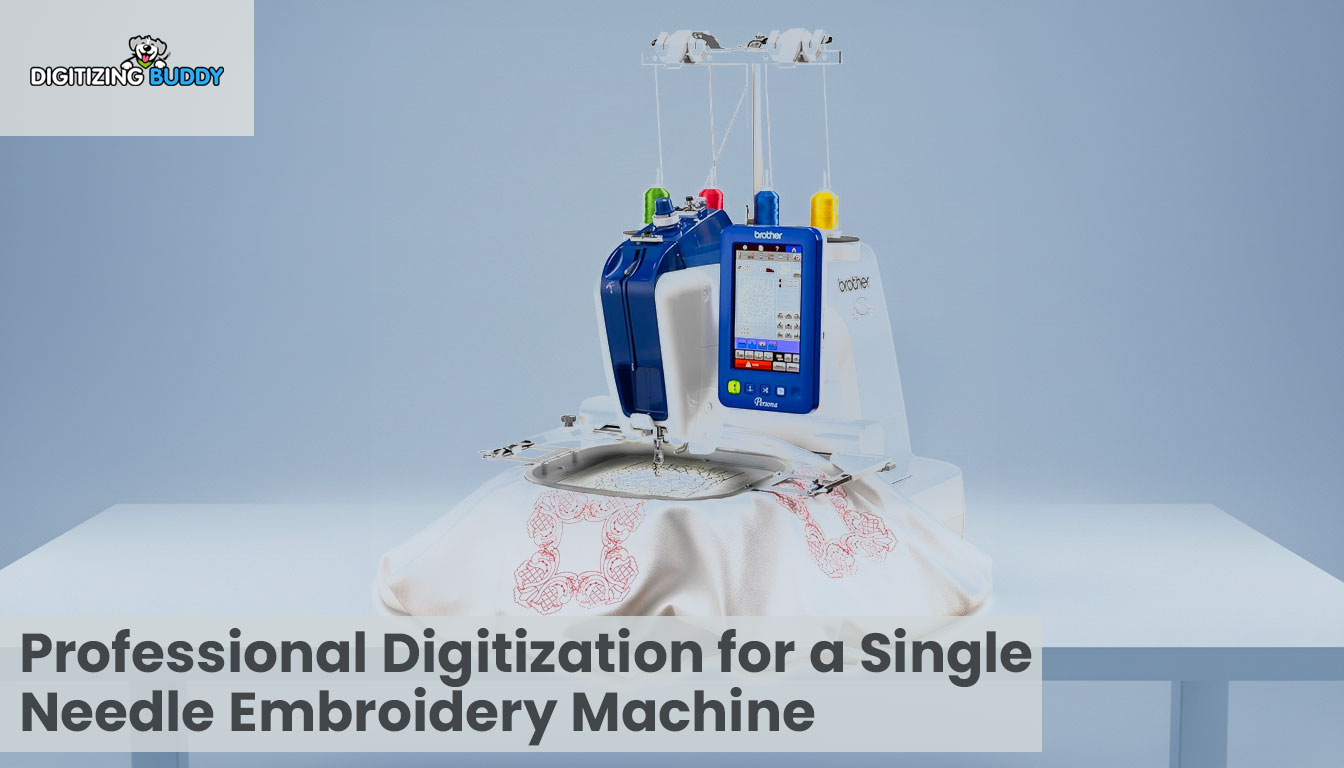 Professional Digitization for a Single Needle Embroidery Machine