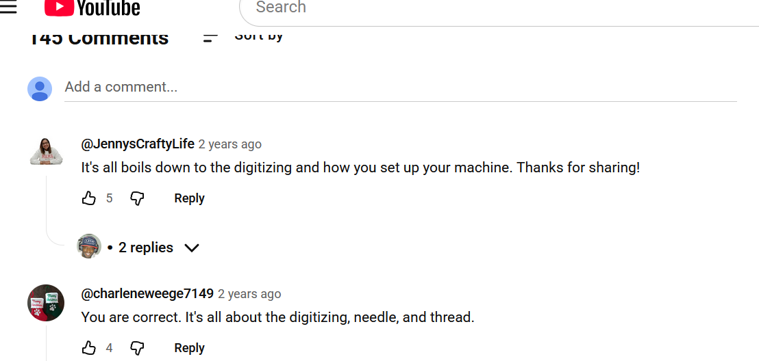 Embroidery community emphasizing the importance of good digitizing.