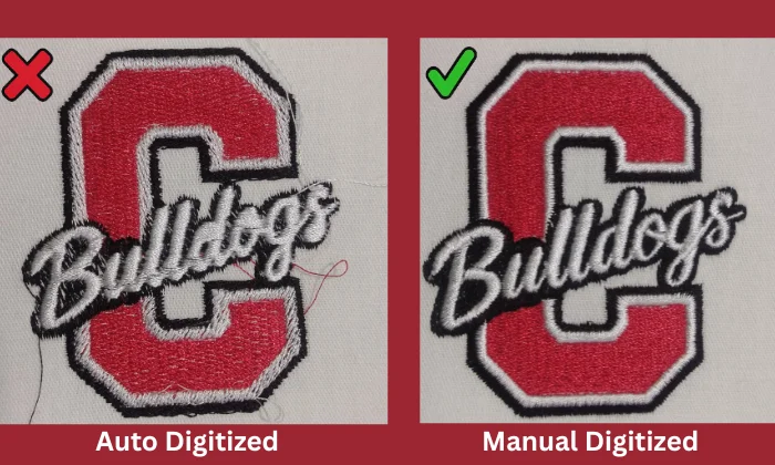 Auto embroidery digitizing vs. manual embroidery digitizing results