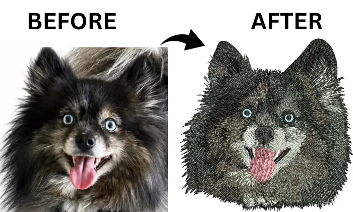 Realistic Dog Embroidery Digitized by Digitizing Buddy