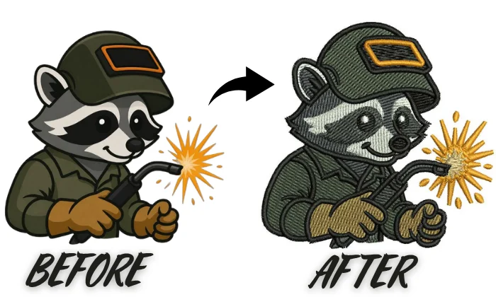 Before and After Embroidery Digitizing by Digitizing Buddy