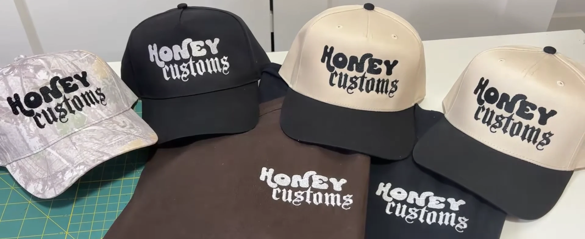 Custom embroidery on hats and shirts